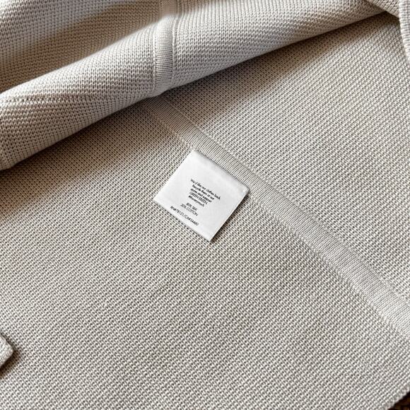 Eileen Fisher Silk Cotton Long Button Front Stand Collar Cardigan Large Bone Tan - Picture 7 of 7